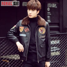 M-4XL Мужская зимняя верхняя одежда мотоциклетная меховая цельная одежда из полиуретана утепленная теплая кожаная куртка Большие размеры костюмы