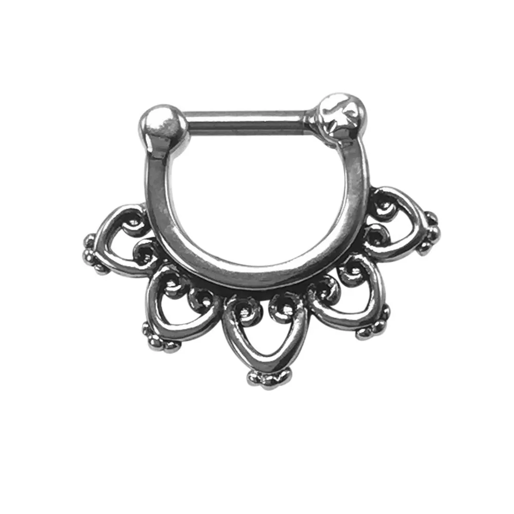 1Piece Retro Septum Nose Rings Antique Silver Women's Nose Ring 1.2mm 16G Piercing Body Jewelry For Girls High Quality New 20160