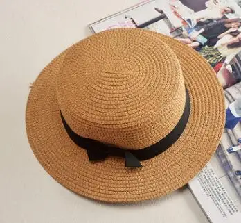 Новая веревочная плоская соломенная шляпа Защита от солнца модная женская соломенная шляпа с бантом на открытом воздухе пляжная шляпа летняя шляпа женская кепка Панама шапки - Цвет: 2