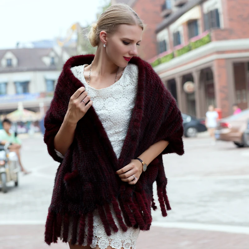 Новинка зимний, высокое качество, норка, норковый мех шаль с бахромой шарфы для женщин теплые шали шарфы, производство Китай