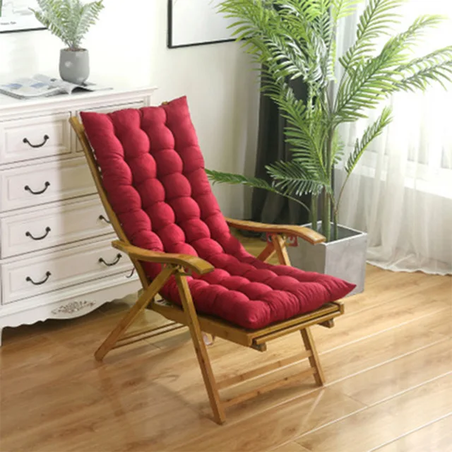Универсальный кресло-качалка из ротанга, коврик, подушка, удобный длинный шезлонг, кресло-качалка, Спящая спинка, подушка, однотонный - Цвет: Dark red 48x120cm