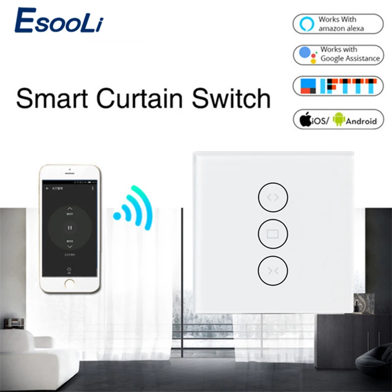 

WiFi Smart Curtain Switch Smart Life Tuya for Electric Motorized Curtain Blind Roller Shutter Works with Alexa and Google Home