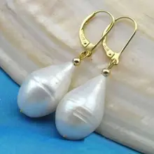 Очаровательные 10-14 мм ААА Akoya белые серьги из натурального жемчуга