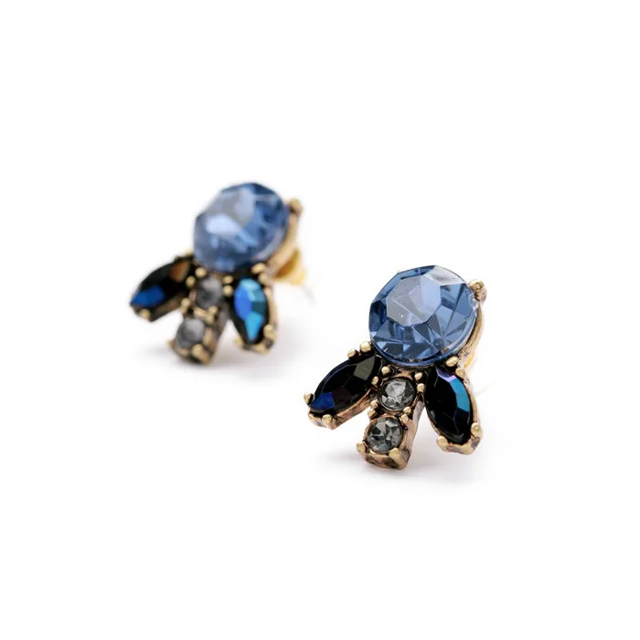 

Women's fashion earrings New arrival brand vintage sweet cute blue gems small stud earring for women E0665