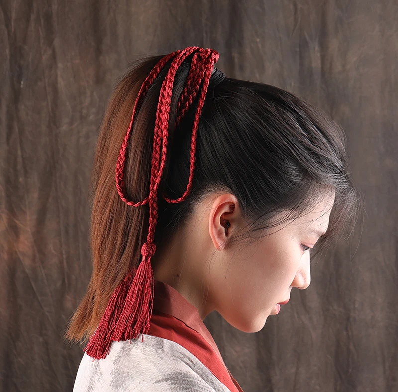 Handmade Braided Hair Rope bands Vintage Tassel Hair Ribbons Belt  Chinese Ethnic Hair Accessories Weave Head Ornaments