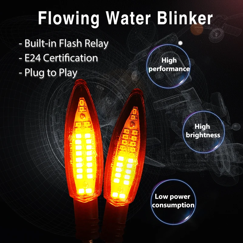 4 шт. мотоцикл поворотники светильник E24 встроенный реле течёт вода мигающий 24LED мигалка сгибаемый Хвост Стоп сигнал для Honda поворотники для мотоцикла
