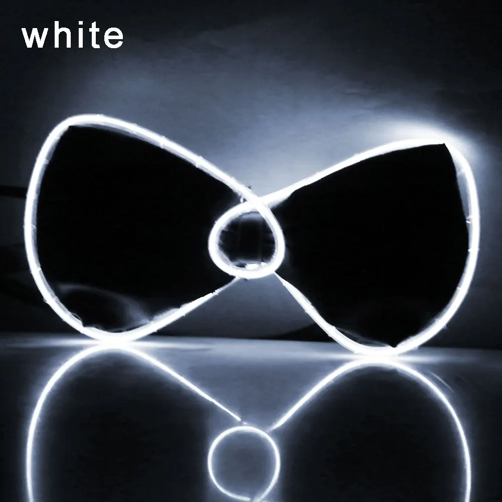 Светодиодный EL галстук на проволоке, светящийся Неоновый мигающий свет, галстук-бабочка для клуба, косплей, вечеринка, украшение для мужчин и женщин - Цвет: white