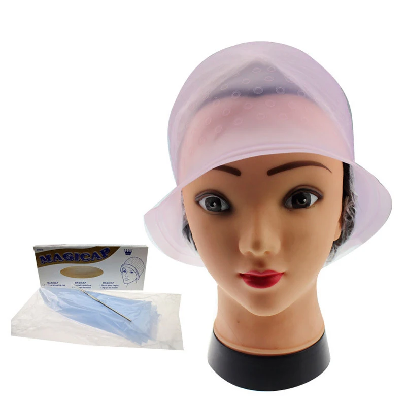 

Pro Salon Dye Silicone Cap + Hook Hair Salon Color Coloring Highlighting Reusable Set Frosting Tipping Dyeing Color Tools 29