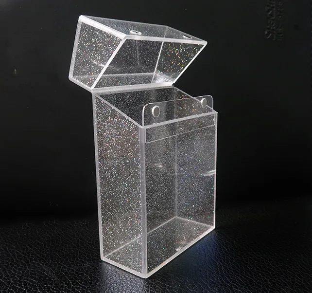 

2.3*3.56in Transparent Female Ultra-Thin Cigarette Case Colored Sparkling Smoking Accessories Cigarette Case for 20 Cigarettes