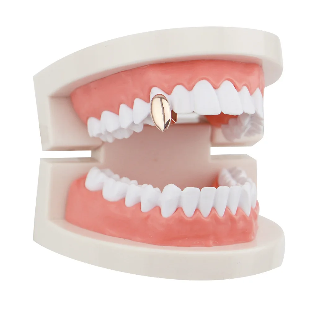 Single Fangs Teeth Grillz 4 Color Smooth Silver Gold Rose Gold Color Grillz Teeth Cheap Teeth Set Hip Hop Men Jewelry -1 (9)