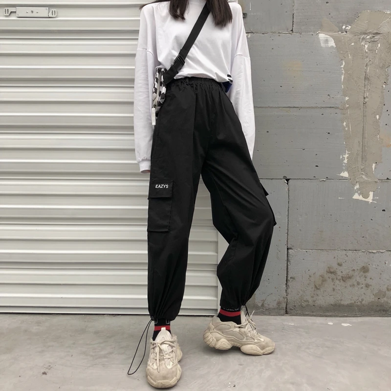 

ZSSIBO Harem Pants Trousers Women Full Length Loose Jogger Mujer Sporting Elastic Waist Black Casual Combat Streetwear Fashion