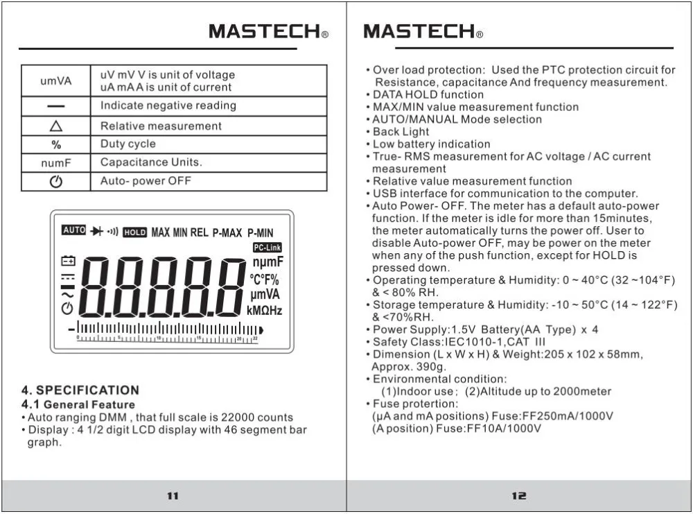 MASTECH MS8340B(MS8240D снят с производства) прецизионный умный Ручной цифровой мультиметр