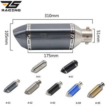 

ZS Racing 51mm Universal Exhaust Steel White AK Motorcycle Exhaust Scooter Muffler Exhaust For CBR125 250 CB400 YZF FZ400