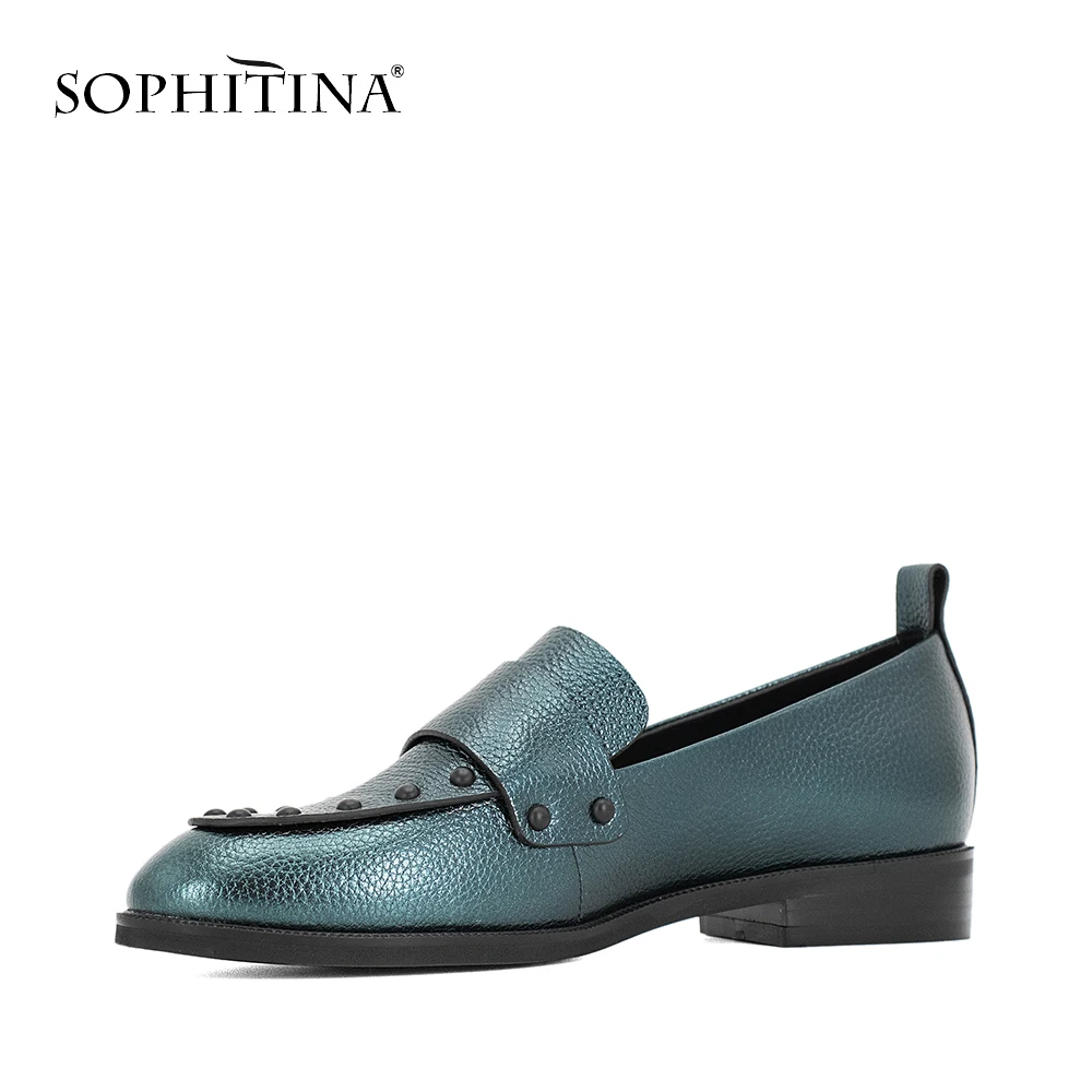 SOPHITINA/Хит 2019г. Женские туфли ручной работы на сплошной подошве Цвет зеленый