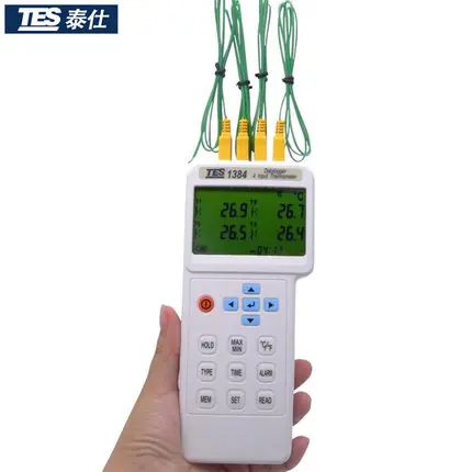 TES-1384 4 Input Thermometer,Datalogger,K, J, E, T, R, S, N, L, U, B, C types