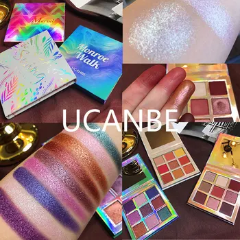 

UCANBE 9 Colors Pigmented Shimmer Matte Eyeshadow Palette Makeup Holographic Glitter Metallic Natural Nude Eye Shadow Kit
