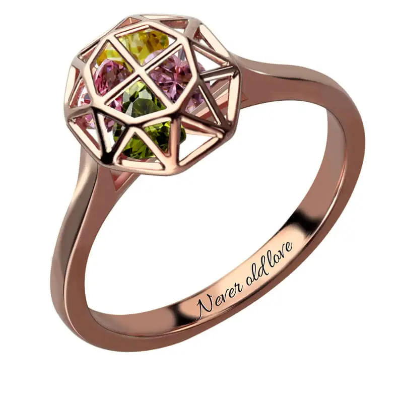 Cage Ring With Birthstones Cage Ring With Birthstones