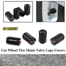 Preto Fosco 4 pcs = 1 conjunto Acessórios De Válvula Do Pneu de Carro Caps Emblema Hastes Covers Para bmw vw porsche vw ford benz skoda suzuki kia