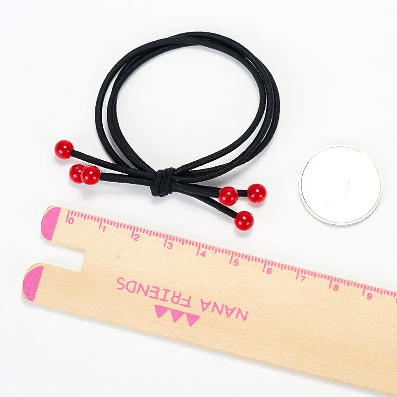 Wholesale 10 PCS New Black with Red beads Ponytail Holders Rubber Band Tie Gum Elastic Hair Band Hair Accessories For Girls (5)