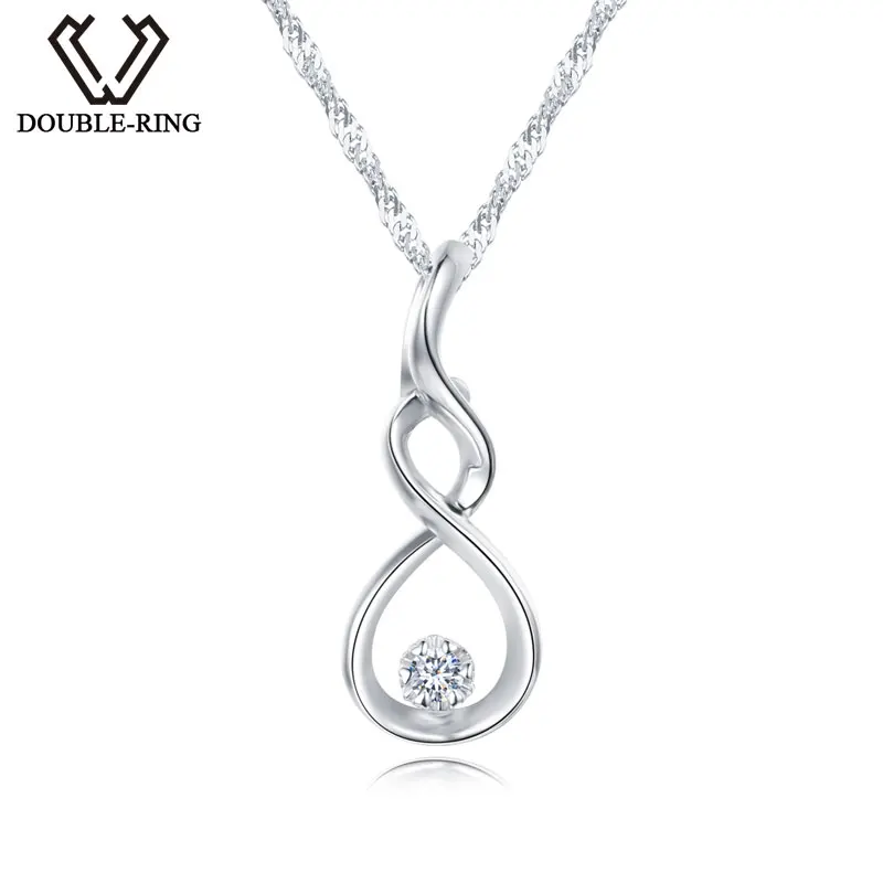 DOUBLE R Women Necklace Pendants 0.03ct Diamond 925 Sterling Silver