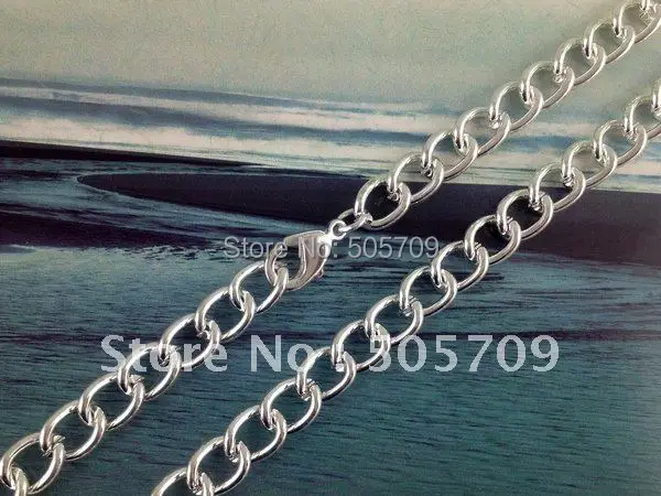 

6PCS Silver Color Plate Curb Link chain necklaces 24" #20799