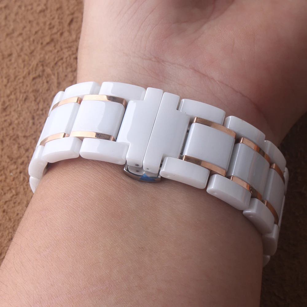 relógio rosegold pulseiras borboleta fecho de cerâmica