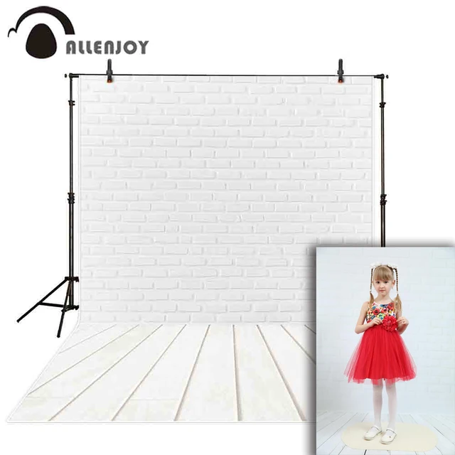 Allenjoy Photo background white brick wall wood floor indoor photographic Background for photo backdrop studio fabric photocall