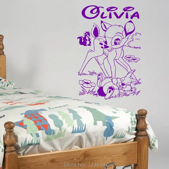 BAMBI Vinyl Wall Stickers Wall Art Personalised Name Wall Decals