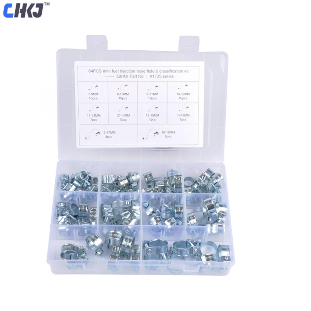 

CHKJ 84PCS/SET Car Mini Fuel Injection Hose Clamps Assortment Kit for Diesel Petrol Pipe Auto Accessories Free Shipping