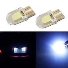 1x Auto LED T10 COB+Silicone shell Chips T10 led W5W Cold white/Crystal blue/Blue Canbus Car side wedge/License plate lamp bulb