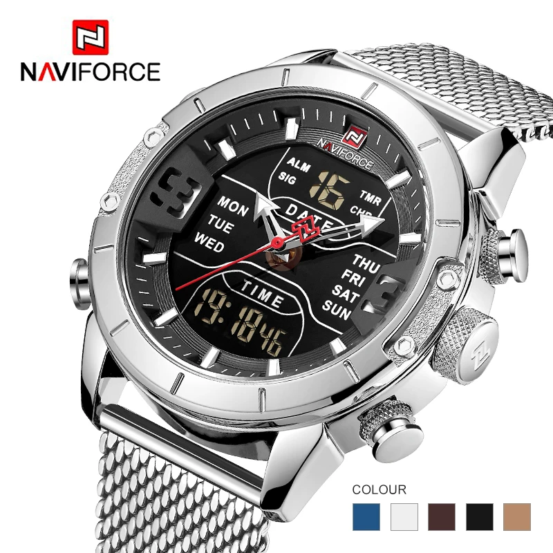 Часы наручные Naviforce Мужские Цифровые спортивные брендовые Роскошные