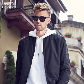 

Enjeolon brand spring Bomber jackets coat men black solid 3XL Mens jcaket coats concise jacket coat male JK627