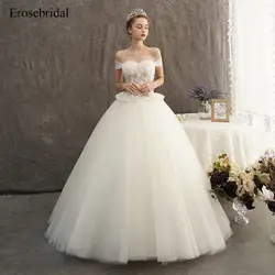 Erosebridal Новое поступление Лето 2019 г. свадебное платье атласное белое свадебное платье без бретелек с открытыми плечами Невесты Простой vestido