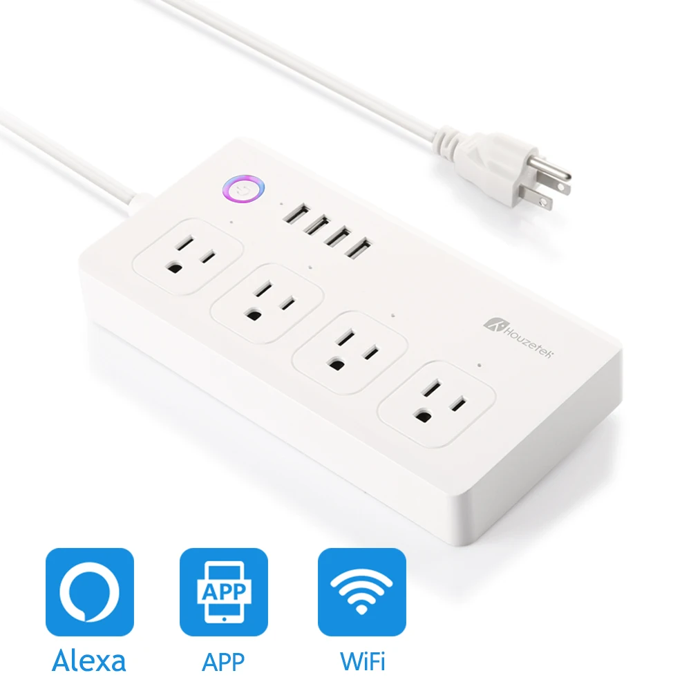 

Houzetek WiFi Smart Power Strip Work With Alexa, Fireproof PC Shell