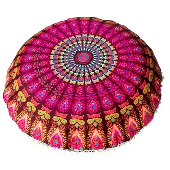 

#3Large Mandala Floor Pillows Bohemian Meditation Cushion Cover Round Pouf Retro Boho Tapestry Cover Cases