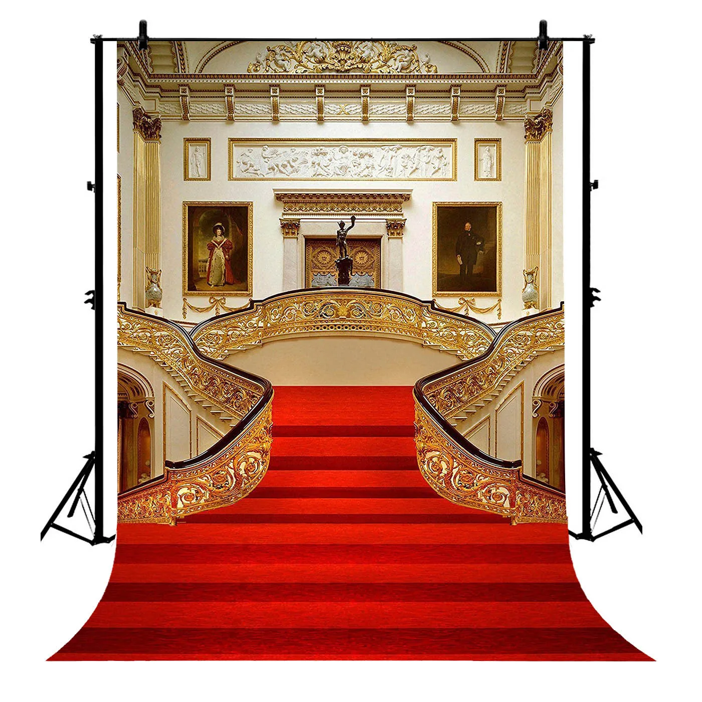 

5x7ft Golden Hall Red Carpet Wedding Party Events Polyester Photo Background Portrait Backdrop
