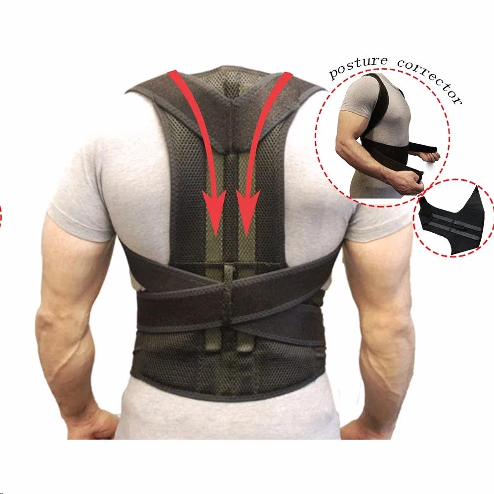 Пояс для поддержки спины, регулируемый Корректор осанки для спины, мужской выпрямитель спины с круглым плечом, коррекция осанки, предотвращает спуск