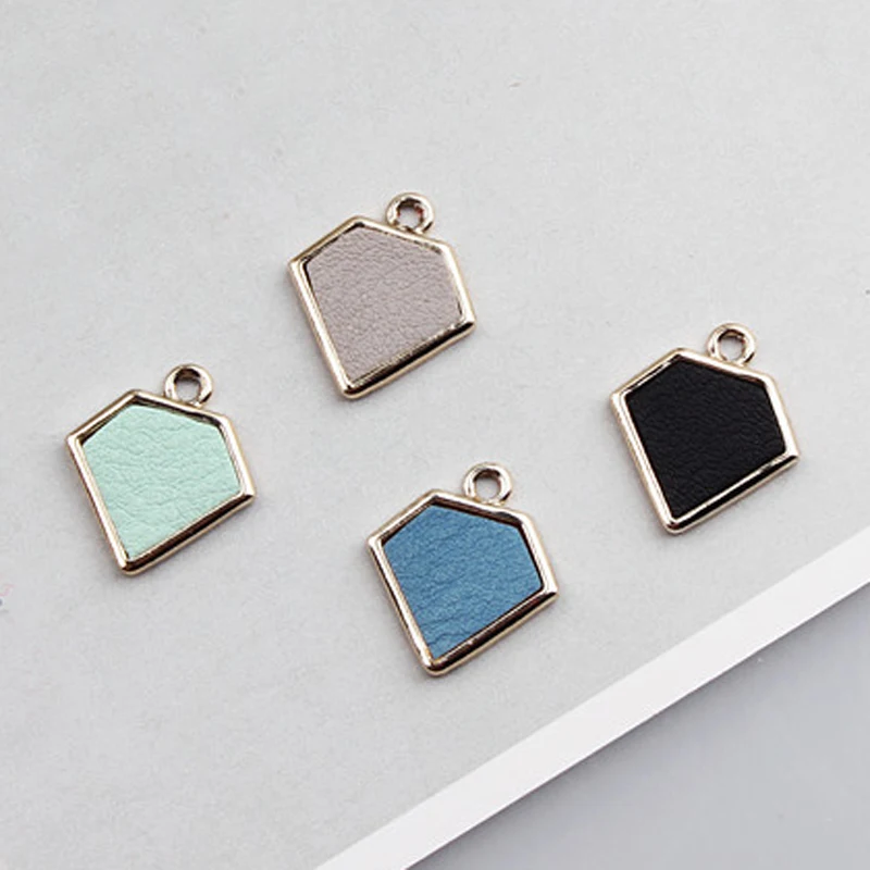 1pc Green Leather Triangle Diamond Shape Bracelet Charms Ear Studs 1pc Green Leather Triangle Diamond Shape Bracelet Charms Ear Studs Diy Making Handmade Earrings Pendant Necklace Womens Jewelry In Findings