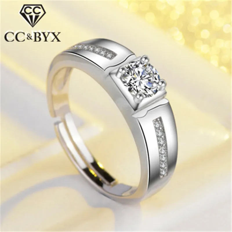 

CC Charms Rings For Men S925 Silver Bridegroom Wedding Trendy Jewellery Gentleman Engagement Party Ring Drop Shipping CC679