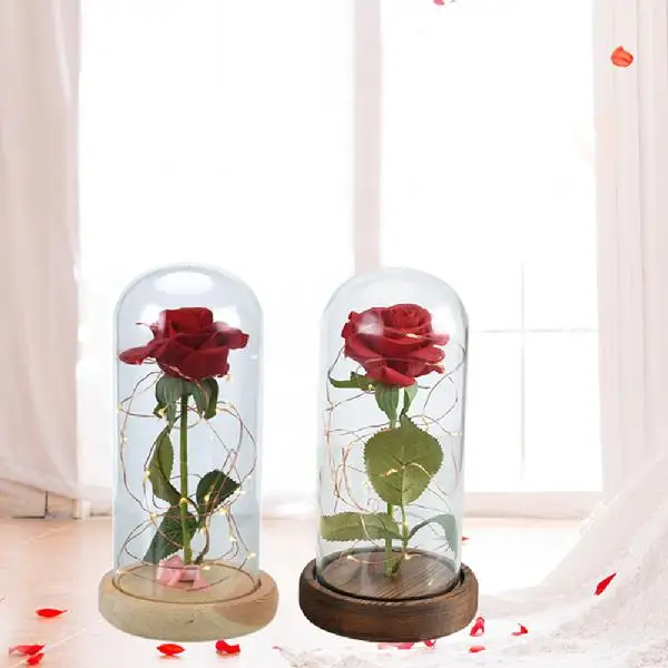 Adeeing Pretty Luminous Preserved Flower Gl Dome With Wooden Adeeing Pretty Luminous Preserved Flower Gl Dome With Wooden Pedestal Home Wedding Decoration Gift In Artificial Dried Flowers From Garden On