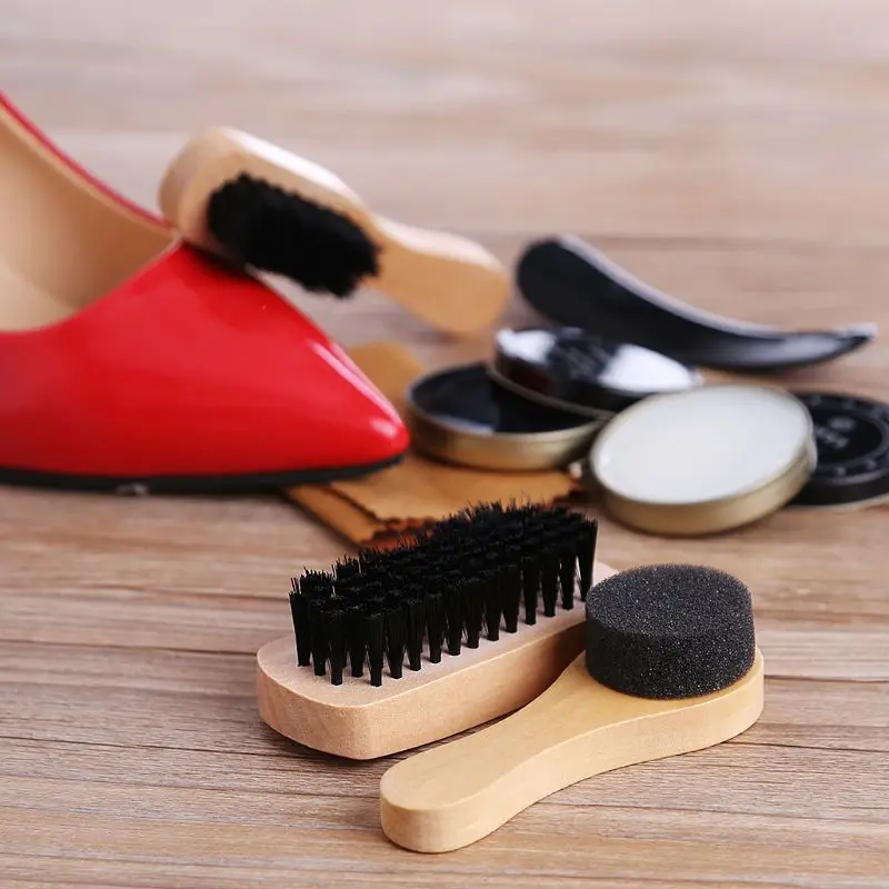 

Shoe Shine Care Kit Polish Cleaning Brushes Sponge Cloth Travel Set With Case Portable Case Set Neutral Polishing Tool To Father