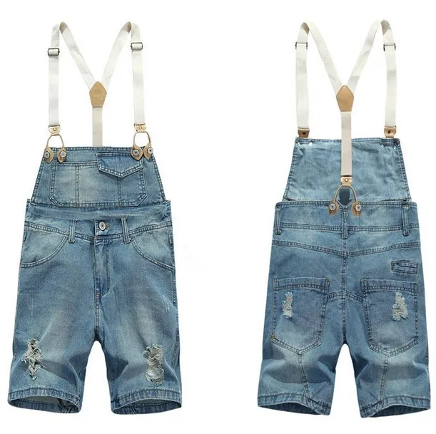 Shorts Denim Bib Overalls Men Summer Style 2016 Male Denim Jumpsuit