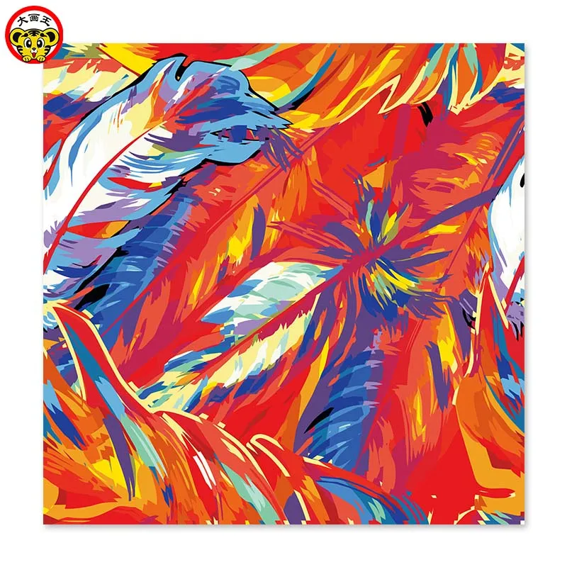 

painting by numbers art paint by number Decorative Draw on canvas, home decor DIY painting Abstract Feather feather color