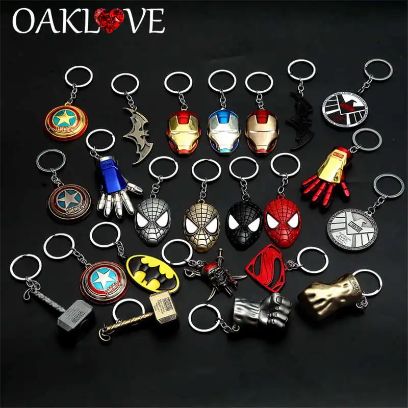 

Marvel Avengers Keychain Thanos Glove Thor Stormbreaker Iron Man Mask Pirates Hammer Black Panther Key Chain Key Ring Pendant