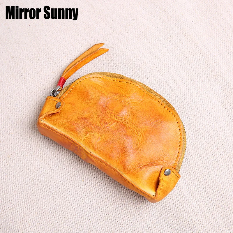 

Handmade Retro Nature Skin Leather Money Pocket Women Mini Purse Pure Cowhide Simple Change Bag Keybag Dumpling Desig Coin Bags