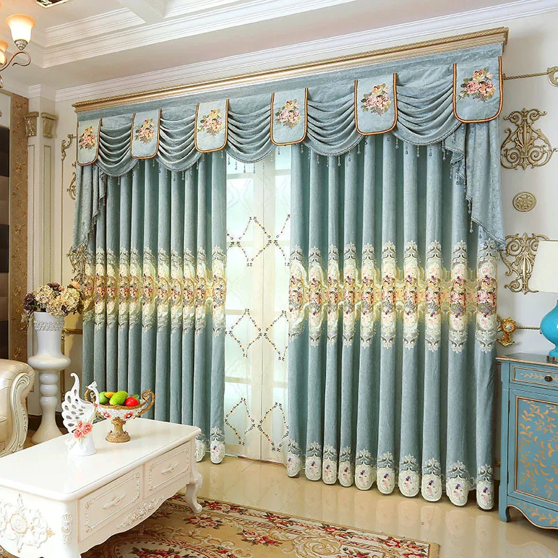 Korean Garden Chenille Embroidery Europe Style Luxury  Korean Modern Living Room