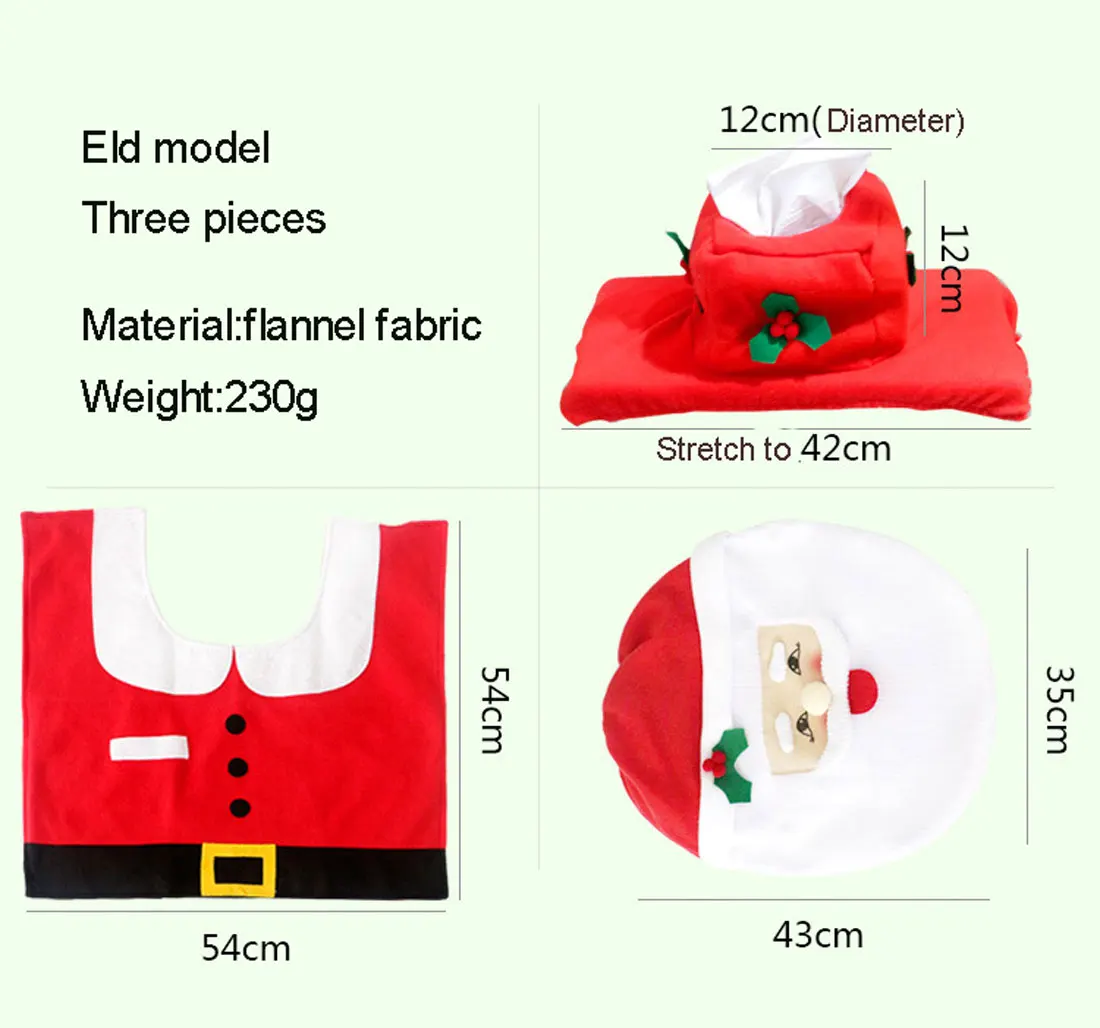 Бренд 3 шт./компл. Ванная комната Рождественский Туалет Seat Обложка рождественские украшения для дома с изображениями Санта-Клауса и снеговика, Эко-дружественных склад