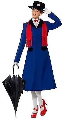 Abito Personalizzato Mary Poppins Mary Poppins Costume Cosplay Cappotto Lungo Blu + Camicia + Cappello + Sciarpa + Guanti 11