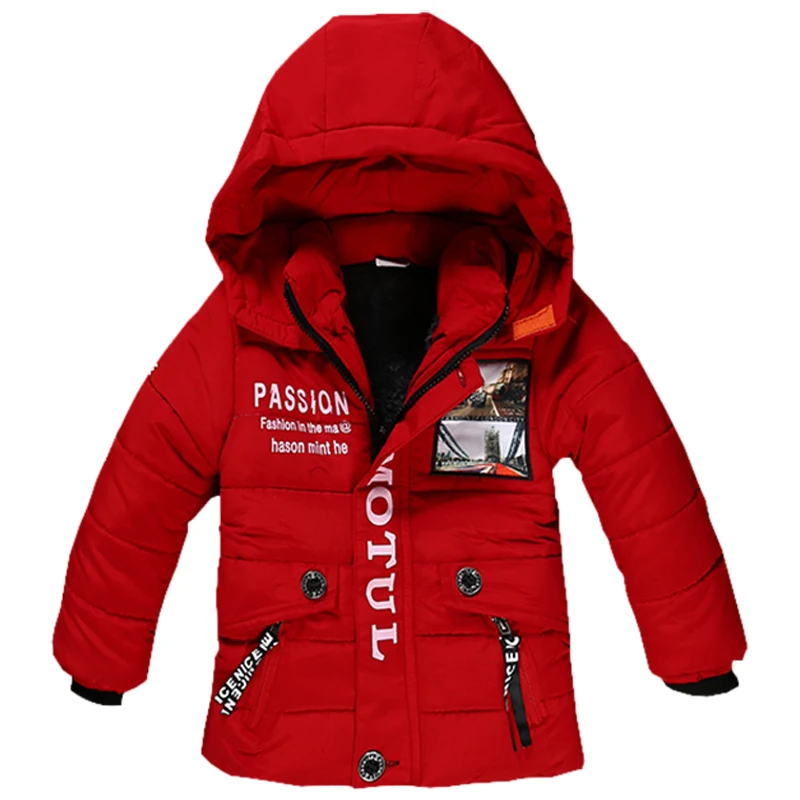 Коллекция года, зимняя детская верхняя одежда и пальто куртка-парка с хлопковой подкладкой для мальчиков детская куртка для зимы, теплая уличная одежда для детей - Цвет: Красный