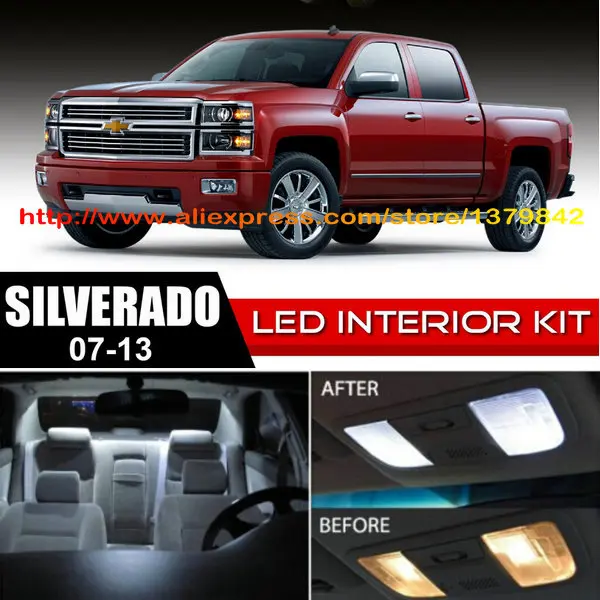

Free Shipping 12Pcs/Lot car-styling Xenon White Canbus Package Kit LED Interior Lights For 07-13 Chevy Silverado